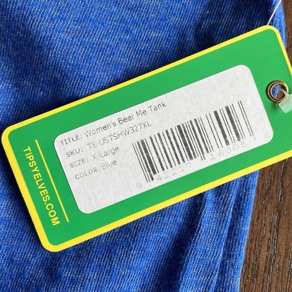 NWT Tipsy Elves Patriotic “Beer Me” Blue Tank Top - Picture 6 of 11